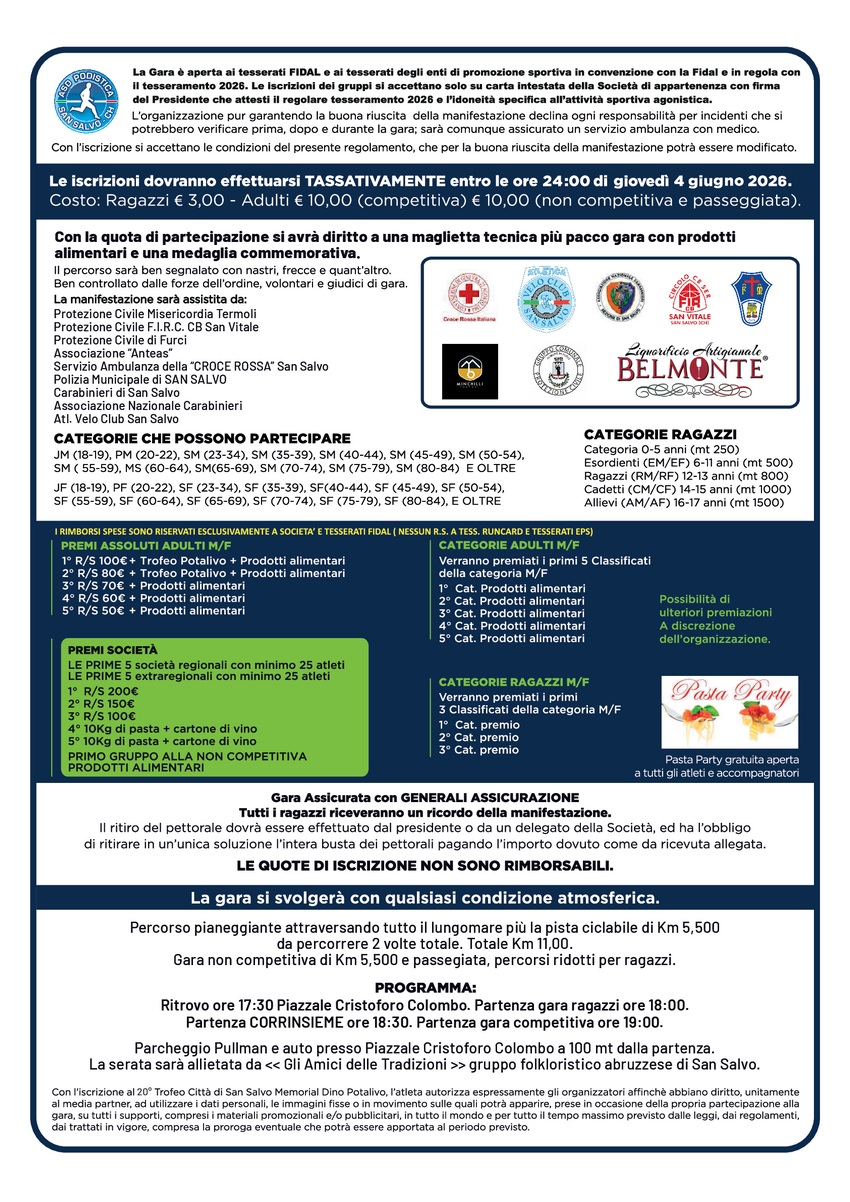 REGOLAMENTO MEMORIAL POTALIVO 2026